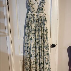 Windsor Floral Maxi Dress in Cream and Green